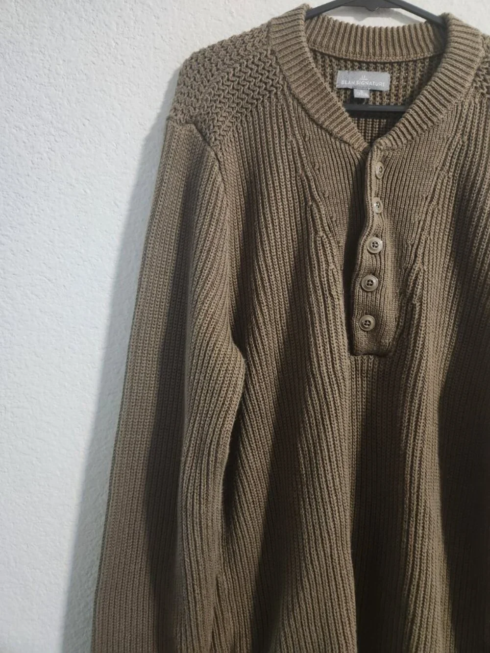 L.L. Bean Signature Men’s Cotton Ribbed Knit Sweater Olive Green size small